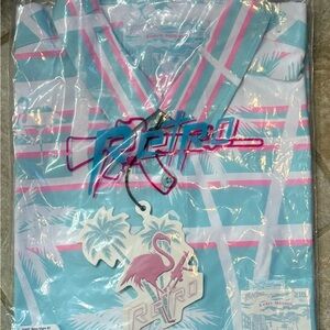 Retro Rifle 2XL Tall Flamingo Graphic Button Down Shirt Retro Miami